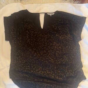 Tommy Bahama lightweight blouse black with gold leopard print Size L